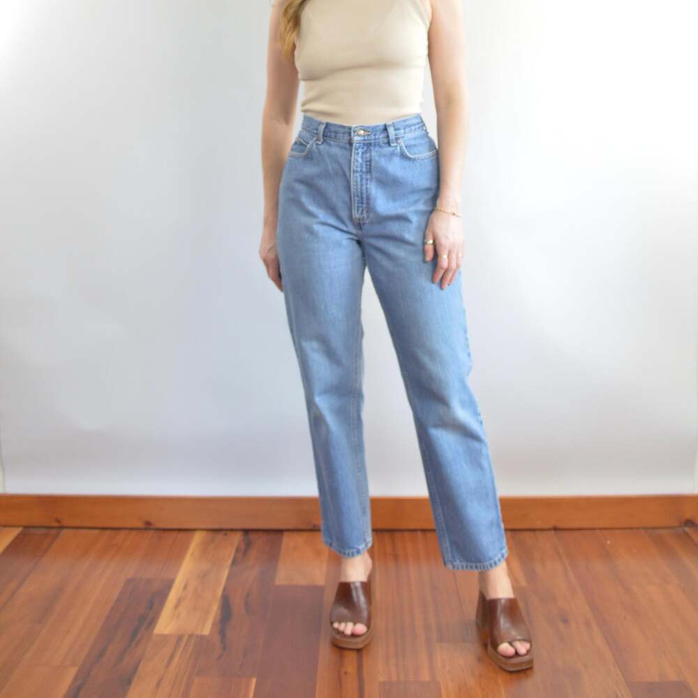 31 x 30 high rise mid wash land’s end 90s fit denim